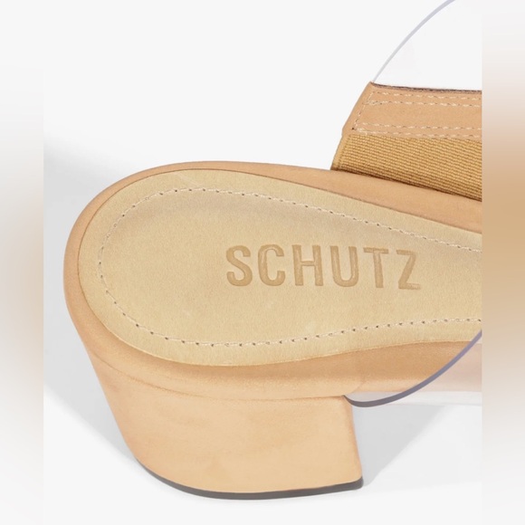 Schutz Victorie Vinyl Block Heels Slide Sandals - Picture 6 of 16